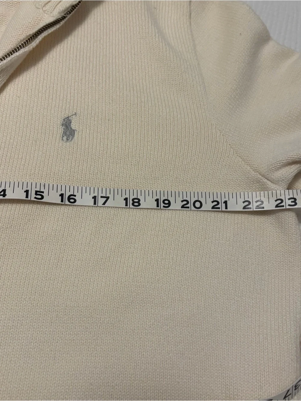 Ralph Lauren Polo Cream Logo 100% Cotton Quarter Zip Sweater Sz XL X-Large